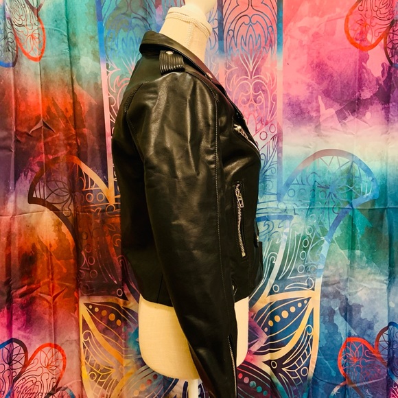 Free People “Noir” Vegan Moto Black Motorcycle Biker Jacket New with Tags Small - Picture 9 of 10